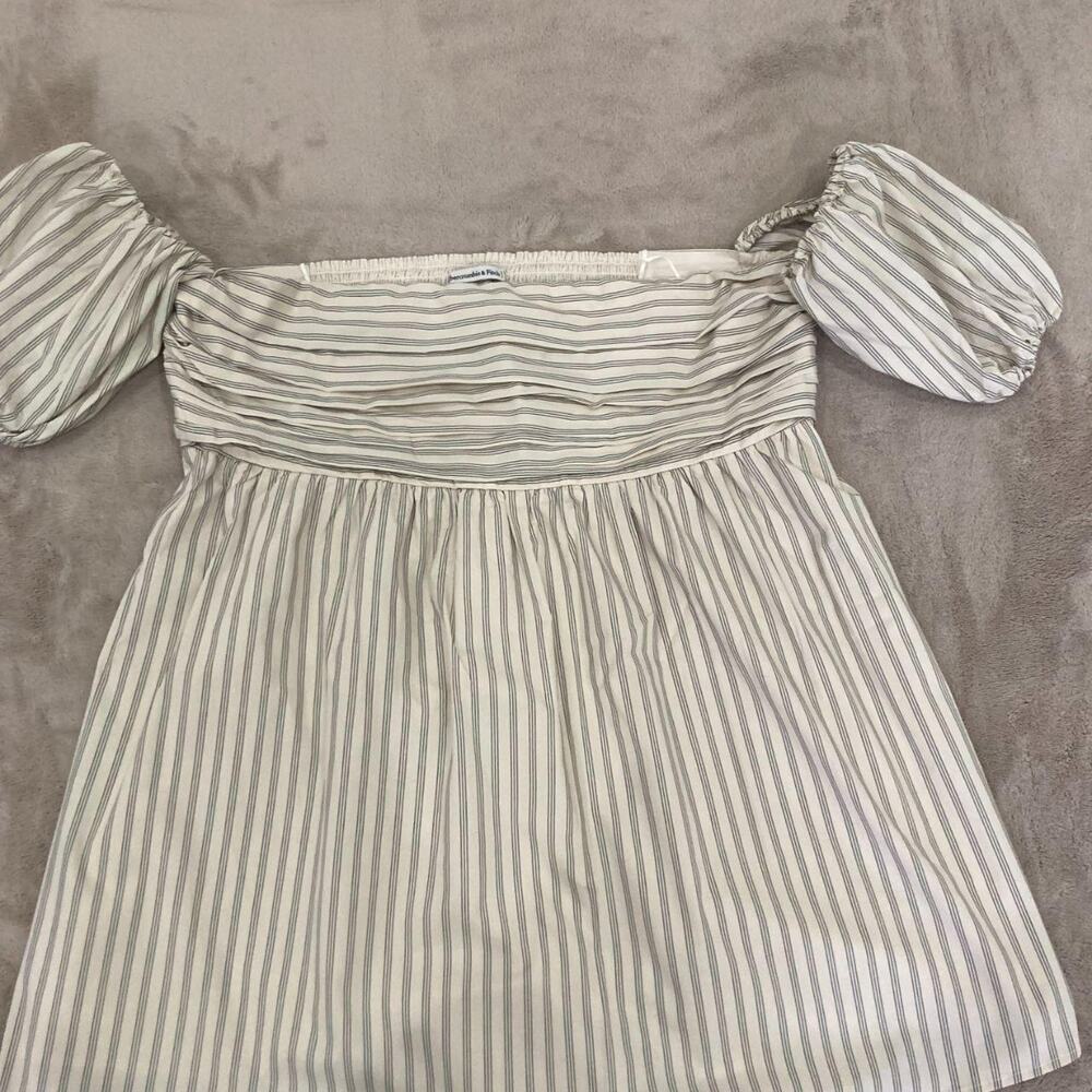 Abercrombie fitch emerson off the shoulder Skort Dress Cream Pinstripe NWT XXL